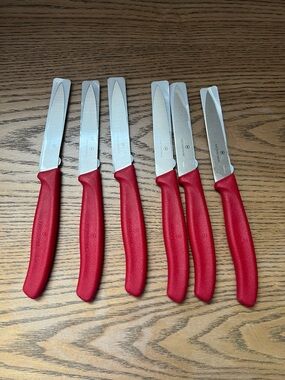Victorinox Red Handle Kitchen Paring Knives Set